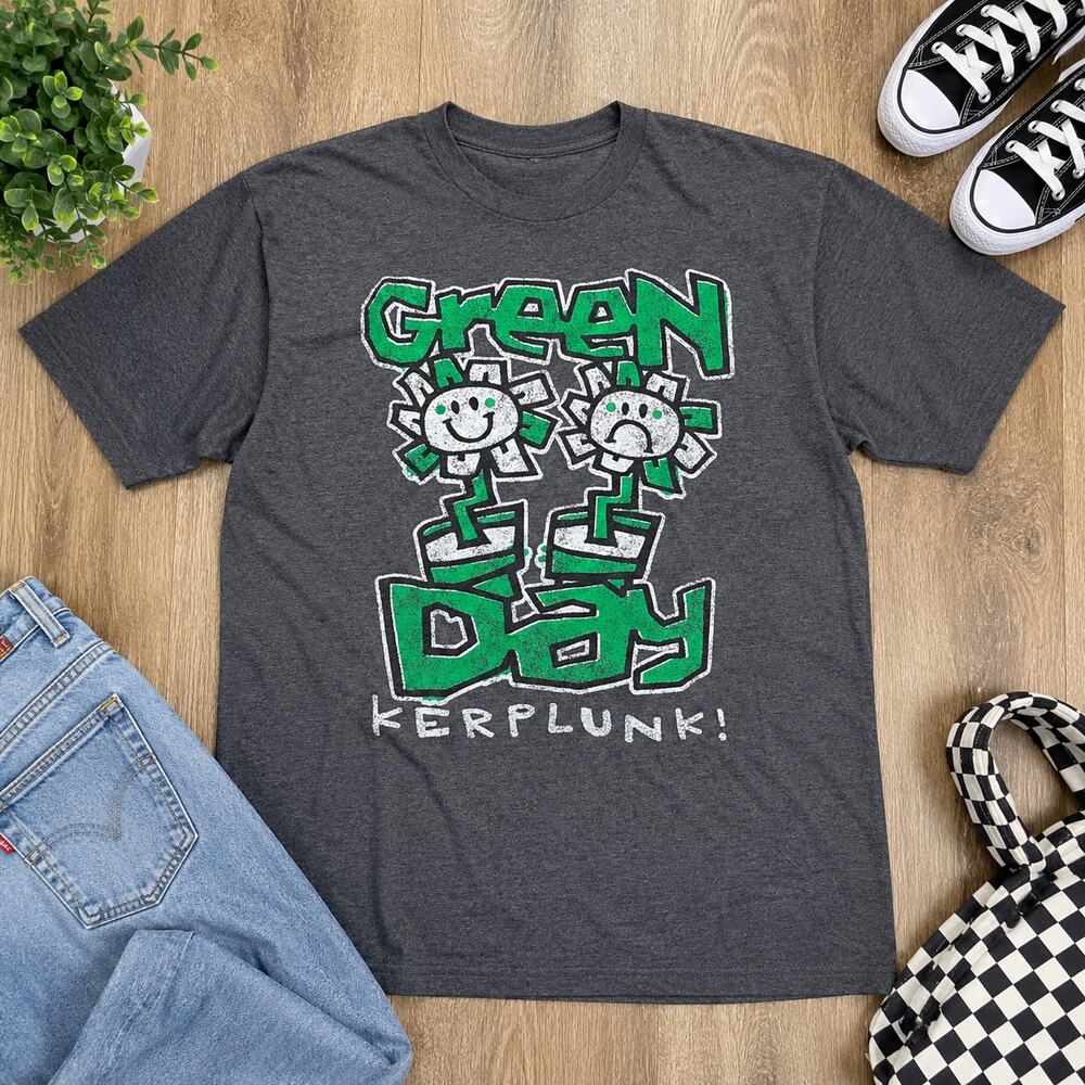 Green Day Kerplunk Graphic Band Tee XL Gray Punk Rock Shirt NWOT